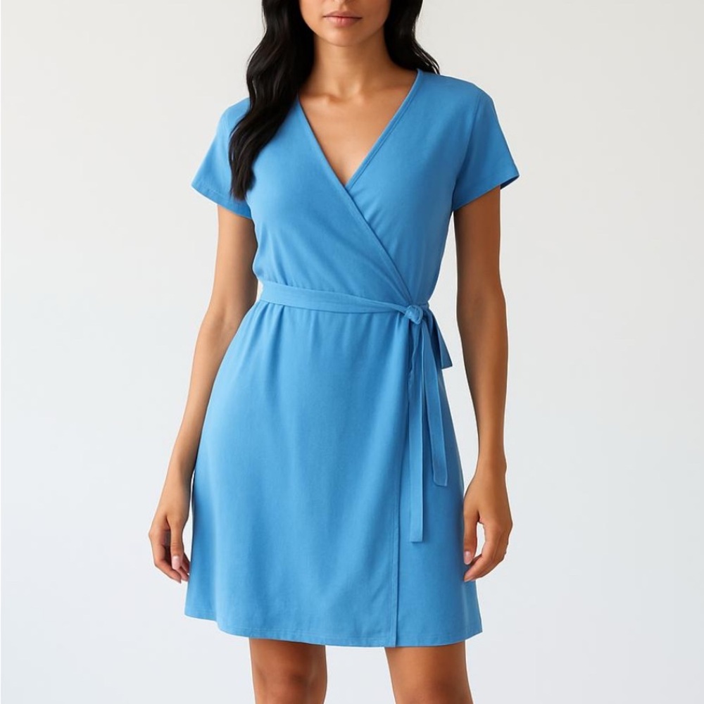 Nine West Blue Wrap Midi Dress NWOT